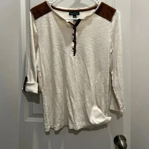 🍀 Ralph Lauren Womens Shirt w/suede patching